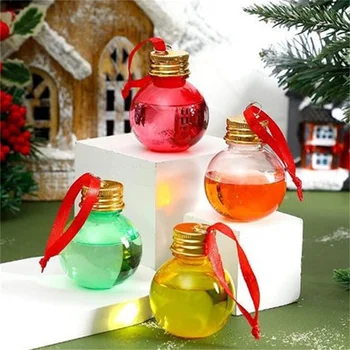חג המולד כדור פלסטיק תלוי תליון חלב, תה, מיץ קר לשתות מים ומשקאות ממתקים בקבוק עץ קישוטי חתונה עיצוב המסיבה