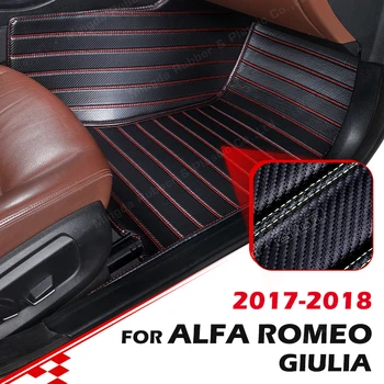 מותאם אישית סיבי פחמן סגנון מחצלות עבור אלפא רומיאו ג ' וליה 2017 2018 רגל שטיח כיסוי רכב הפנים אביזרים