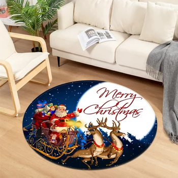 סנטה קלאוס אייל שלג עץ חג המולד מעגל שטיח Bedium בסלון ריצוף מרפסת שירותים מסעדת קישוט כרית