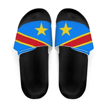 קיץ חוף כפכפים לנשים הרפובליקה של קונגו דגל הדפסה אישה שקופיות סנדלים רחצה נעלי נשים דירות בבית מקורה נעל