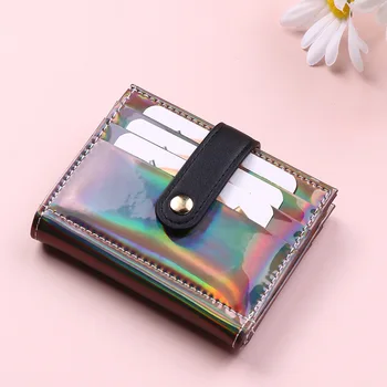 2023 חדש של נשים הארנק רב-חריץ כרטיס כפולה מחזיק כרטיס PVC לייזר אופנה פאייטים מגמה מוצק צבע אבזם ארנק מטבעות