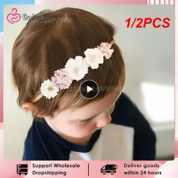 1/2PCS ילדה מצח תינוק חמוד אלסטי לשיער היילוד ראש פרח פעוט בגימור הכובעים ילדים ילדים השיער