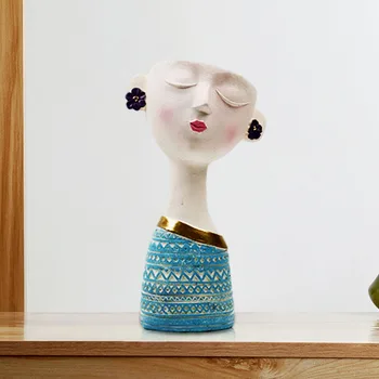 נורדי יצירתי שרף בחורה חמודה אגרטל פרחים סיר פסלוני אמנות קישוט עיצוב פנים אביזרים פריט מיכל