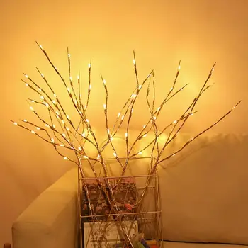 מנורת Led מציאותי ענף הערבה מנורה המופעלת על סוללה, תאורה עם מלאכותי, צמח קישוט שולחן העבודה לשפר