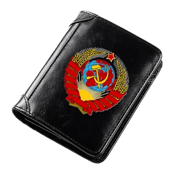 המועצות הדפסת סימן אמיתי ארנקי עור לגברים קלאסי דק קצר פונקציה רב זהות בעל כרטיס האשראי התיק עם הכסף