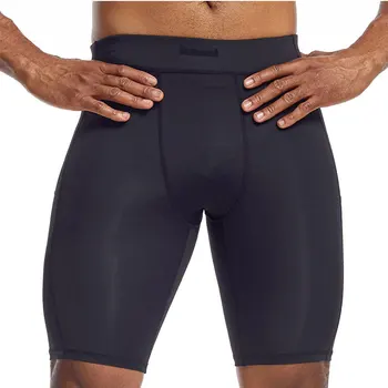 גברים כושר מכנסיים אלסטיות גבוהה יבש מהירה טייץ הזעה אימון תרגיל יוגה Capris הקיץ חמש נקודות פיצול ספורט מכנסיים