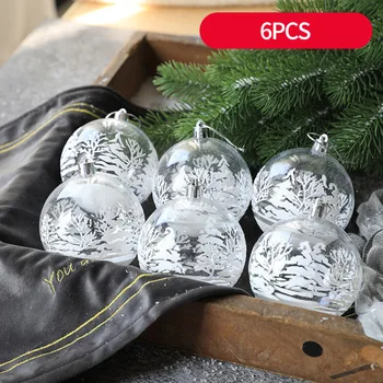 על עץ חג המולד האח שלג כדורי חג המולד המיטה סוף 6CM 6PCS כדור קישוט באיכות גבוהה צבוע תליון שקוף