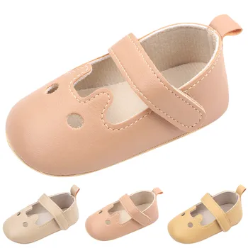 התינוק מזדמנים נעלי תינוקות בנים בנות PU נעלי פעוט רך תחתית שטוחה קריקטורה מוצק צבע רך הראשונה מהלכים היילוד מסיבה נעליים