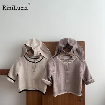 RiniLucia 2023 חדש ילדה קרדיגן תינוק סתיו חורף סוודר שרוול ארוך בנות סרוגים ' קט משוחרר הפעוט בגדי תינוקות
