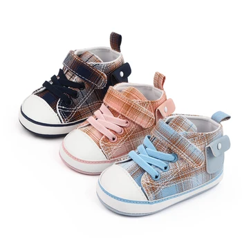 תינוק נעלי בד כותנה רך תינוק אופנה נעלי הליכה נעלי מזדמנים נעלי ספורט 0-6-12 חודשים, בנים ובנות Prewalking הנעל