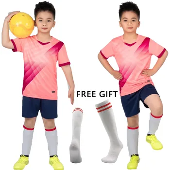 כדורגל בנים ספורט מדים הילד רזי הכדורגל אימונית תעודות לשחק ספורט ערכות אפוד מגן ילדים פוטבול חליפה גרביים