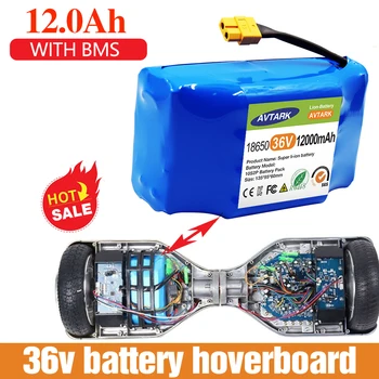 מקורי 36V נטענת li-ion battery pack 12000mah 12AH li-ion cell עבור חשמל עצמית, איזון קטנוע hoverboard חד אופן
