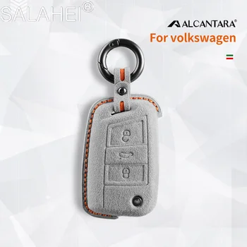 אלקנטרה מפתח המכונית כיסוי מקרה מחזיק מפתח מעטפת אבזם עבור פולקסווגן Tiguan L גולף 7 Lamando Sagitar Teramont Lavida בורה Tayrgn