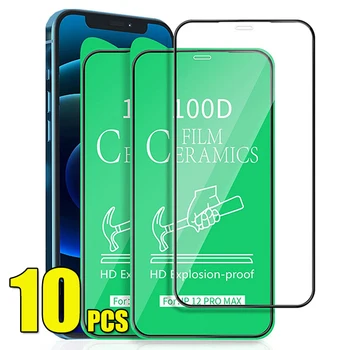 10pcs 100D קרמיקה סרט מגן מסך HD אנטי-הלם כיסוי מלא עבור iPhone 15 Pro מקס 14 + 13 Mini 12 11 XS XR-X 8 7 SE