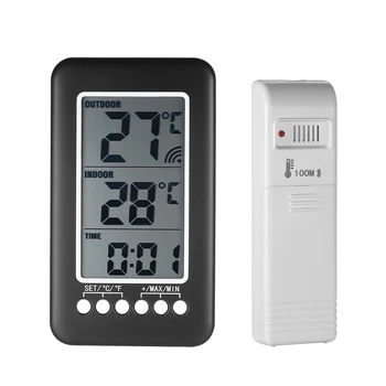 LCD ℃/℉ מדחום דיגיטלי אלחוטי פנימי/חיצוני מדחום שעון מד טמפרטורה עם המשדר.