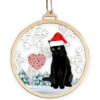 חתול שחור קישוט חג המולד Creative DIY אישיים המשפחה תליון עבור חבר משפחה, שכנים מתנה