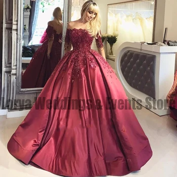 יין אדום לנשף שמלות של נשים אלגנטי כתף אחת חזרה תחרה עיצוב נסיכה שמלות ערב סאטן תחרה אפליקציה בתוספת גודל 2023