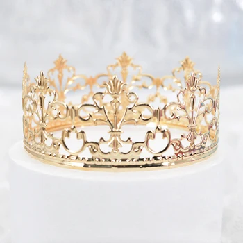 1pc כתר זהב צבע הכתר עליונית עוגת קישוט דקורטיביים אלגנטיים עוגת חתונה נסיכה יום הולדת Decoratio ציוד למסיבות