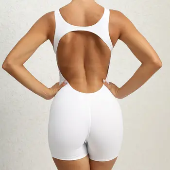 נשים הולו אחד-חתיכות יוגה סרבל סט אימון קצר בגד גוף להתעמלות Bodycon ספורט כושר רומפר