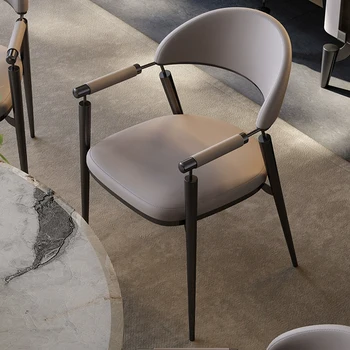 בבית האוכל הכיסא הנורדית המודרנית פשוט High-end מעצב יצירתי בחזרה בכיסא אור עור יוקרתי, כיסא השולחן תה הכיסא
