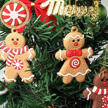 12Pcs חג מולד Gingerbread Man קישוטים הביתה קישוטי עץ חג המולד תליון קישוט חג מולד שמח שנה חדשה נואל עיצוב