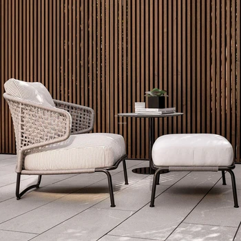 מעצב פנאי קש חיצונית הספה בגינה נורדי חיצונית ריהוט גן יצירתי חבל כורסה חצר יחיד ספה כסא Z