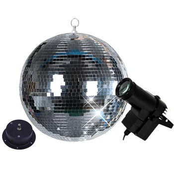 Thrisdar כדור דיסקו סילבר תלוי מסיבת דיסקו RGB קרן Pinspot מנורות חג המולד החתונה רעיוני, זכוכית מראה