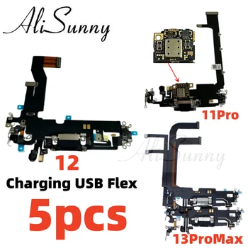 AliSunny 5pcs טעינה USB הרציף להגמיש כבלים עבור iPhone 11 12 13 Pro מקס מחבר מטען יציאת תיקון חלק