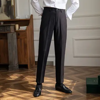 2023 בסגנון בריטי סתיו חדש מוצק עסקי מזדמן המכנסיים גברים בגדים מתאימים ללבוש רשמי במשרד מכנסיים ישר-P50