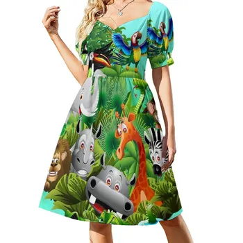 חיות מצוירות על הג ' ונגל שמלה שמלות מסיבת חתונה אלגנטי שמלות, מכירת בגדי קיץ לנשים