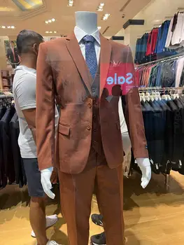 חליפות גברים לעסקים Slim Fit החתונה טוקסידו השושבינים בלייזר מחורצים דש 3 חתיכה אופנה ז ' קט עם מכנסיים 2023