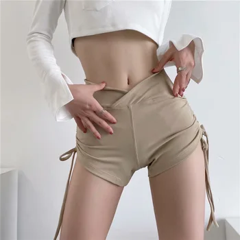 נשים מכנסיים קצרים התחבושת מוצק סקסי אימון עיצוב בסגנון קוריאני גבוהה המותניים בנות הקיץ מזדמנים מכנסיים בכל יום לנשימה סלים ההגירה