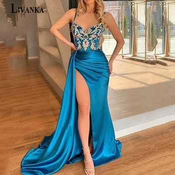 LIVANKA אלגנטיות רצועות ספגטי חרך ערב שמלות לנשף אפליקציות מתוקה שמלת ילדה שחרור משלוח Vestidos