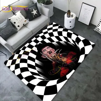 3D מערבולת חזותי שטיחים עבור הסלון חדר השינה ילדים לשחק שטיח שחור לבן השטיח ליל כל הקדושים מצחיק אימה מחצלת לתנוחות רצפת השטיח