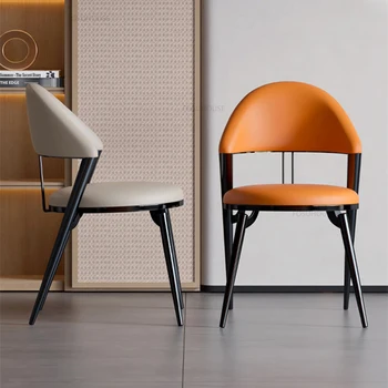 איטלקי מינימליסטי כסאות אוכל מודרניים, מסעדה רהיטים בבית מלון חדר האוכל כסא מזדמן פשוט משענת איפור כיסאות
