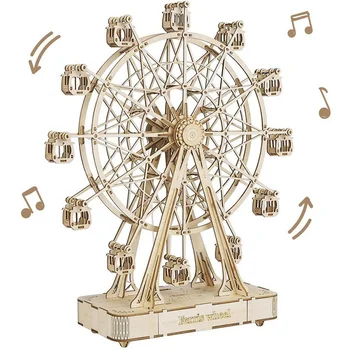 Ury 3D עץ פאזלים Led Rotatable גלגל ענק המוזיקה אוקטבה תיבת מודל 232Wood חתיכות DIY הרכבה צעצוע עבור הילד מבוגרים מתנה