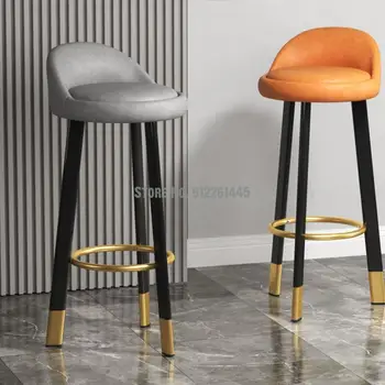 כיסא בר שרפרף גבוה מודרני פשוט כיסא גבוה אור יוקרה ביתיים קופה דלפק קבלה בחזרה בכיסא נורדי מתכת פשוטים