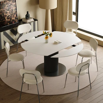 לבן בחדר האוכל סטים בסיבוב יוקרה אקלקטי איטלקי טרקלין שולחן מטבח 6 כסאות להגדיר מודרני Sillas Comedor ריהוט הבית