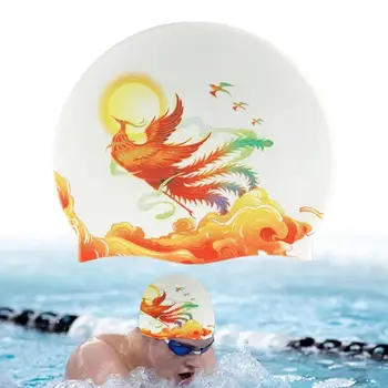 עמיד למים לשחות כובעי יוניסקס סיליקון לשחות כמוסות למבוגרים סיני הדפסה קמטים-חינם החלקה לשחות כובעי לאימונים