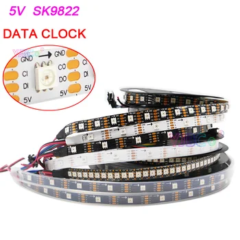 5V 1~5m למיעון SK9822 LED רצועת אור נתונים שעון בנפרד 30/60/144 לדים/מ ' SMD 5050 RGB פיקסל חכם המנורה הקלטת APA102