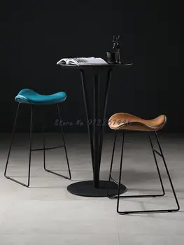 נורדי תעשייתי בר הכיסא אור יוקרה בר הכיסא פשוטה ברזל מודרני צואה משק הבית עור PU גבוה הרגל האוכל הכיסא