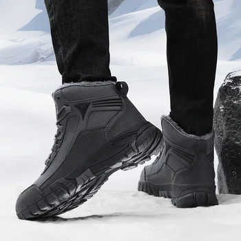 גברים הכשרה לעבודה מגפיים עמיד למים להחליק עמיד להתחמם אופנה חדשה גברים חורף חיצוני נעלי הליכה גודל פלוס 47 מגפי שלג