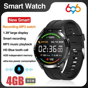 שעון חכם גברים 4GB זיכרון מקומי MP3 נגן מוזיקה אינטליגנטי הקלטה השן הכחולה לקרוא Smartwatch נשים ספורט בריאות זיהוי