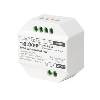 MiBoxer בקר LED Wifi+2.4 G חכם להחליף RF לדחוף דימר WL-SW1 100-240V האפליקציה /קול /שליטה מרחוק