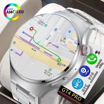 חדשות NFC Bluetooth לקרוא שעון חכם על השעון 4 PRO מסך הצג תמיד אנשים עסקים לצפות 1.43 אינץ ' AMOLED 3D מסך Smartwatch