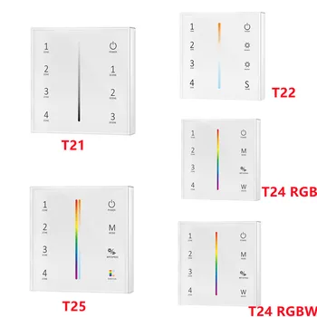 4 אזור 1-5 צבע RF שלט 2.4 G RF Wireless בקר LED זכוכית לוח מגע T21 T22 T24 T25 צבע /RGB/RGBW led הרצועה