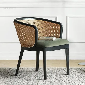 חדר האוכל רהיטים מעץ מלא קש כסאות אוכל מודרניים האוכל משענת גב הכיסא מינימליסטי פנאי כורסה מחקר יצירתי U