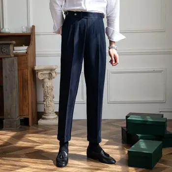 2023 באיכות גבוהה המכנסיים גברים רשמית למשרד לעסק חברתי שמלה מכנסיים Slim Fit כפתור מזדמן החתונה הקרסול מכנסיים P35