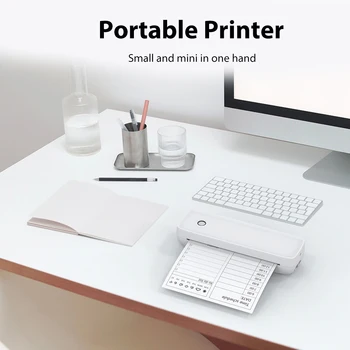 מדפסת אלחוטית ניידת נייר תרמי מדפסת 203dpi Bluetooth תואם-2600mAh עבור ענייני עבודה במשרד הביתה.