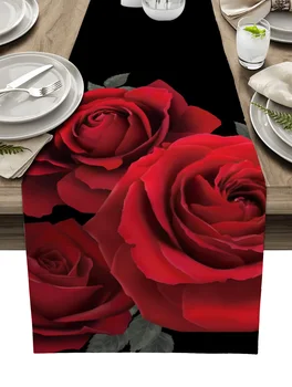 יום האהבה אהבה רוז שולחן האוכל רץ עיצוב חתונה אנטי-כתם שולחן מלבני רץ על שולחן האוכל רחיץ